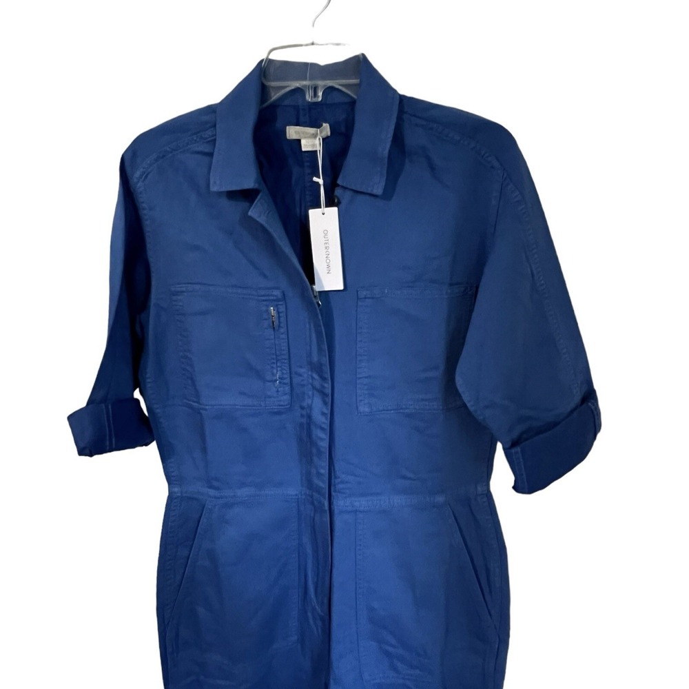 OuterKnown Station Blue Organic Cotton Linen Blend Coverall‎ Jumpsuit XS NWT - Picture 2 of 5